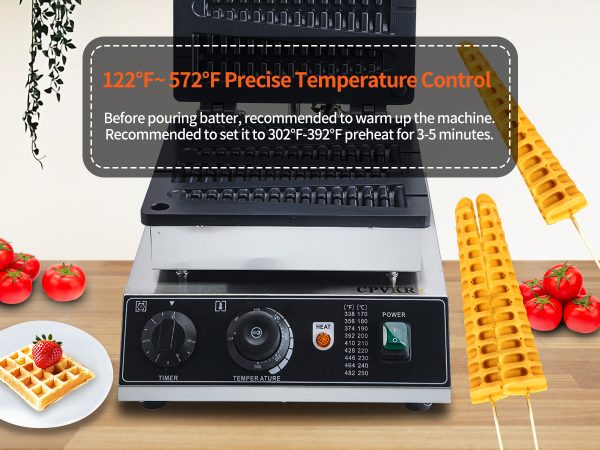 Christmas Tree Shaped Non-Stick Teflon Coating Waffle Maker 110V 50-300℃/122-572℉ Adjustable Snack Machine