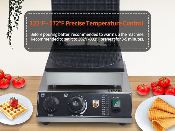Commercial Electric Stainless Steel Waffle Cone Maker Restaurant Home Kitchen Bakeries Snack Bar Use for Ice Cream Cones Bowls
