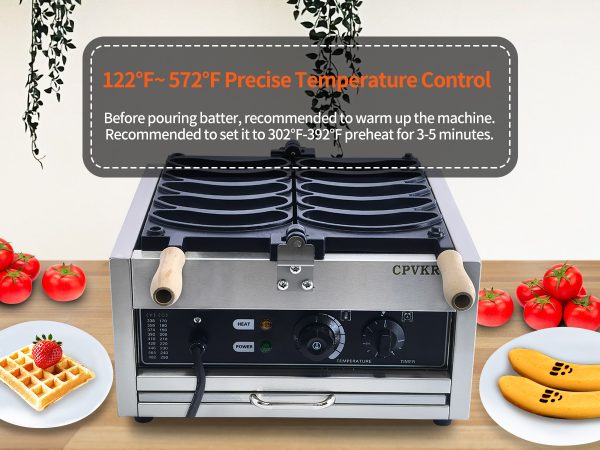 Commercial 110/220V Banana Shaped Smiling Face Waffle Maker Non-Stick for Restaurants Kitchen Snack