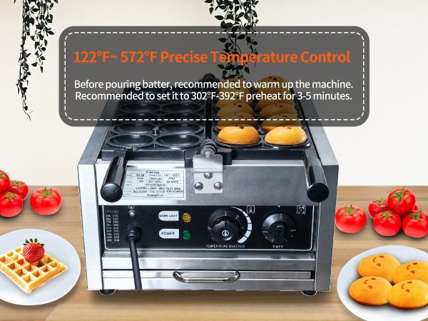 Commercial 2000W Ball Shaped Fill Cheese Waffle Egg-Shaped Smiling Egg Face Waffle Maker with Non-Stick Snack Machine