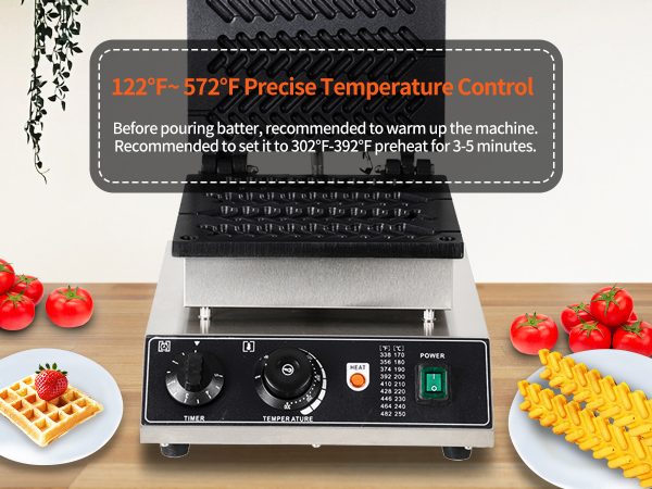 Commercial Stick Waffle Maker Christmas Tree-Shaped Molds 4 Stainless Steel Bakers Non-Stick Teflon Coating Snack Machines