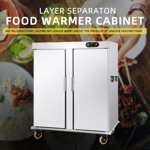Commercial Multi Functional Heat Holding Cabinet Hotel Electric Mobile Banquet Cart with Integrated Food Warmer Two Door