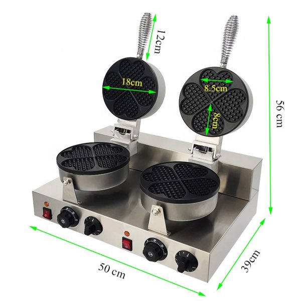 Professional 2600W Electric Double Head Foam Waffle Machine Egg Heart Shaped Temperature Controlled for Household Use