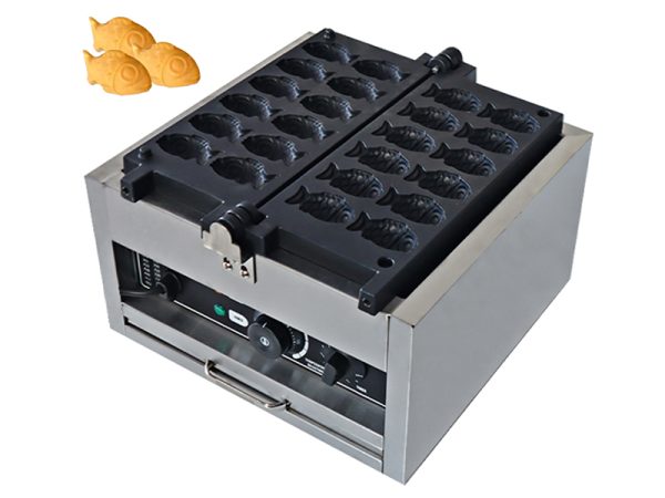 Commercial 12-Hole Taiyaki Fish Waffle Machine 1500 Watt Stainless Steel New Condition Electric Sale