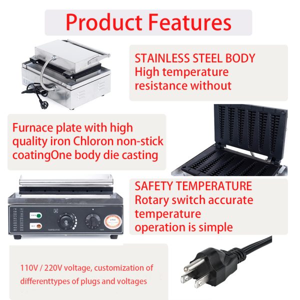 Mini Christmas Tree Non-Stick for Teflon Coating Waffle Maker 110V 50-300℃/122-572℉ Adjustable Temperature New Snack Machine