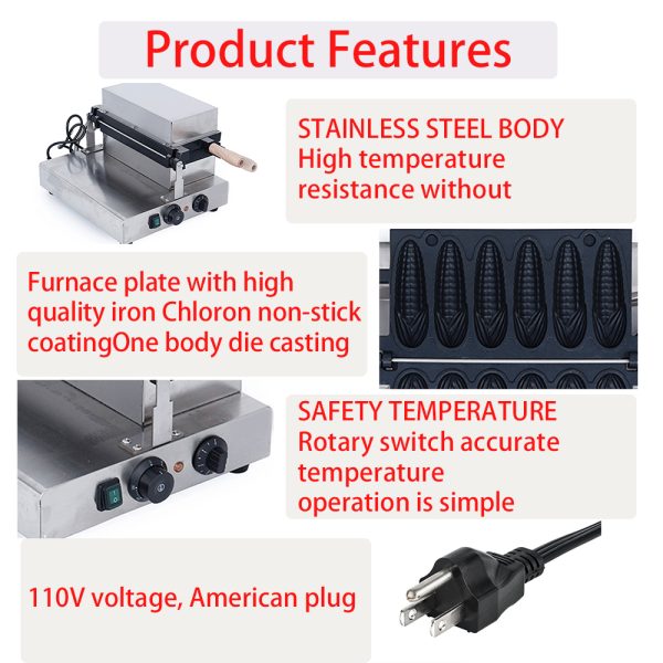 CPVKRY Newly Arrived 1500 Watt Corn Dog Machine with Uniform Heating and Non Stick Coating Double-sided Heating