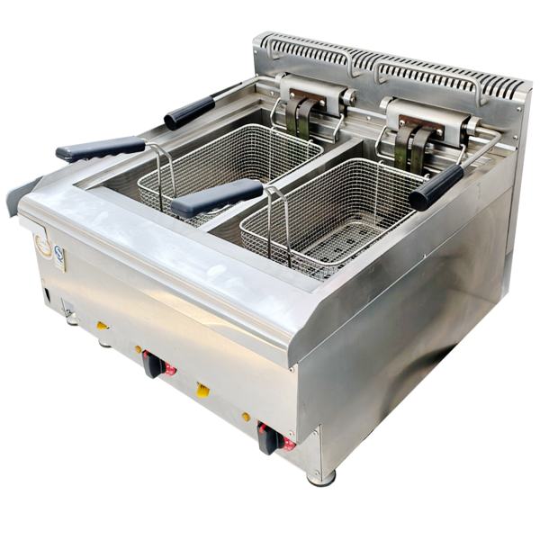 Commercial Stainless Steel Deep Fryer Machine with 2 Tanks Easy to Clean for Chicken Potato Chips New Condition