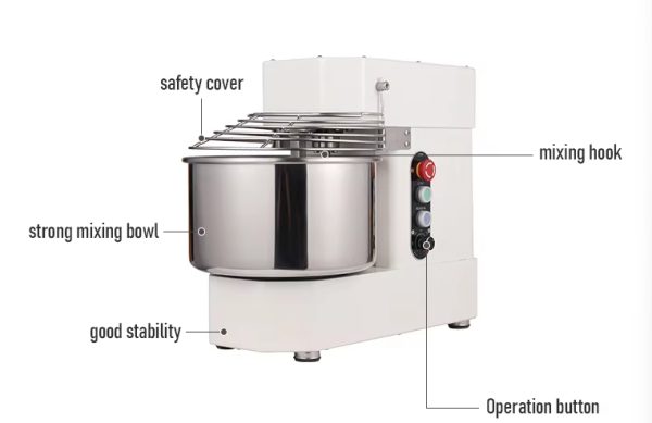 New 15L Commercial Industrial Stainless Steel Spiral Dough Mixer Non-Stick for Noodle & Bread for Baking & Pastry Chef