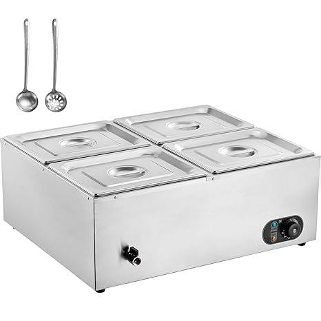 Commercial Professional Stainless Steel Countertop Buffet Bain Marie Electric Temper Control Body Lid Drain Faucet for Catering