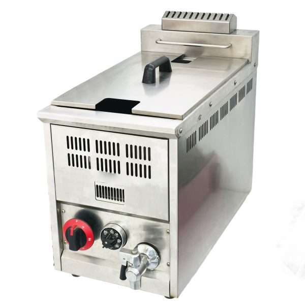 Commercial Single-Cylinder Stainless Steel Gas Deep Fryer Large-Capacity Fried Chicken Stove for Countertop New Condition