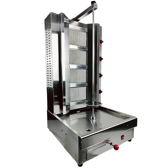 Commercial Automatic Rotating Shawarma Barbecue Chicken Skewer Machine Gas 4 burner Powered for Restaurant Use