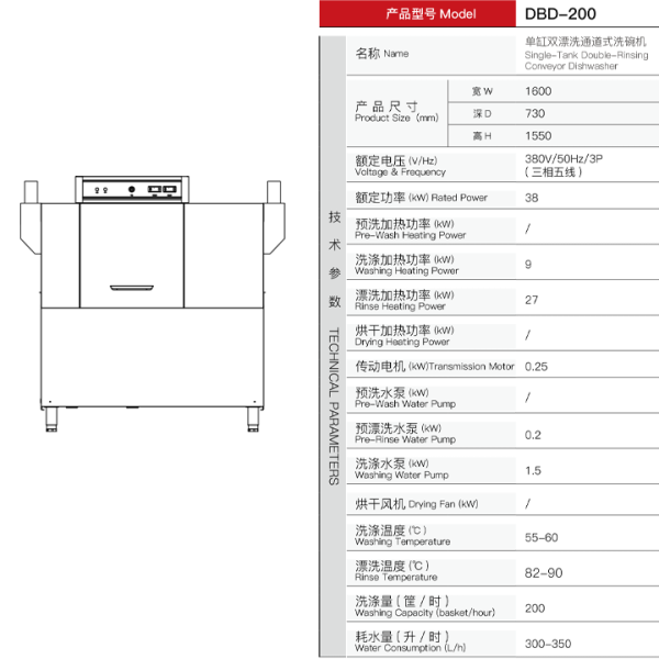 Commercial Hotel Dishwasher Automatic Induction Conveyor Belt Tableware Washing Energy Saving Stainless Steel Housing Electric