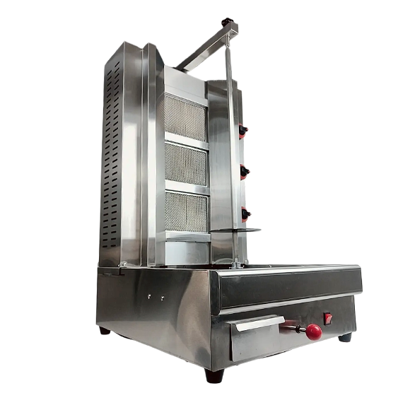 Commercial Gas 3 burner Shawarma Machine Turkiye Barbecue Chicken Skewer Customized Automatic Rotating Shawarma Barbecue Skewer