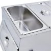 Commercial Electric 4 Pan Bain Marie Buffet Server Stainless Steel Restaurant Catering Heater 30-85°C with Lid Drain Faucet