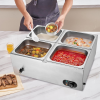 Commercial Professional Stainless Steel Countertop Buffet Bain Marie Electric Temper Control Body Lid Drain Faucet for Catering