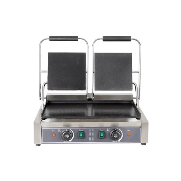 Commercial Electric 3.6kW Double-Headed Full Flat Pressure Panini Sandwich Toaster Stainless Steel Non-Stick Mini Waffle New