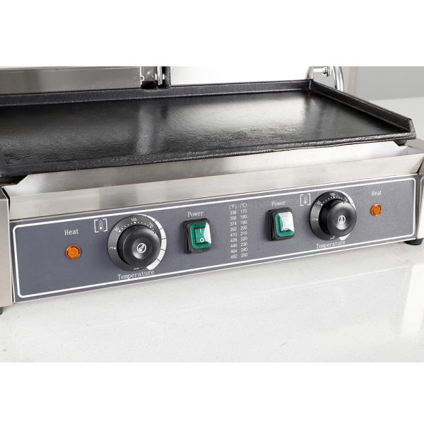 Commercial Electric 3.6kW Double-Headed Full Flat Pressure Panini Sandwich Toaster Stainless Steel Non-Stick Mini Waffle New