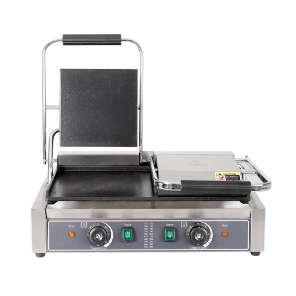 Commercial Electric 3.6kW Double-Headed Full Flat Pressure Panini Sandwich Toaster Stainless Steel Non-Stick Mini Waffle New