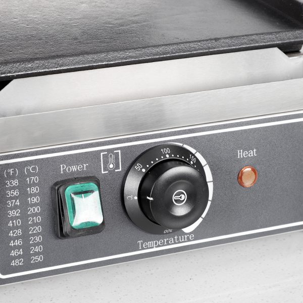 Commercial Industrial Electric Non-Stick Stainless Steel Single Board Contact Grill Mini Pit Bottom Flat Panini New