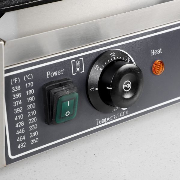 Commercial Electric Non-Stick Stainless Steel Single Board Flat Pressure Plate Panini Grill Durable Rubber Handle New Condition