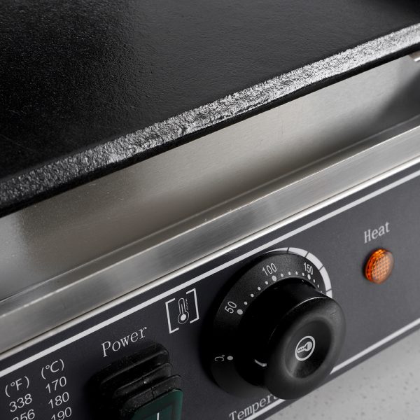 Commercial Electric Non-Stick Stainless Steel Single Board Flat Pressure Plate Panini Grill Durable Rubber Handle New Condition