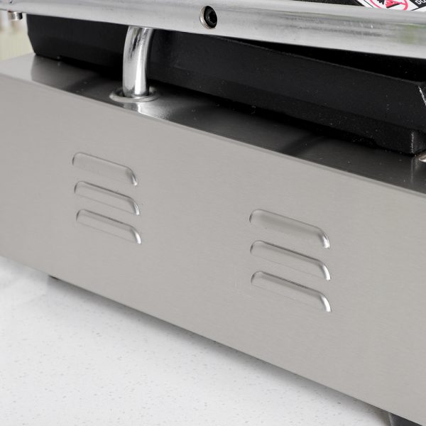 Commercial Electric Non-Stick Stainless Steel Single Board Flat Pressure Plate Panini Grill Durable Rubber Handle New Condition