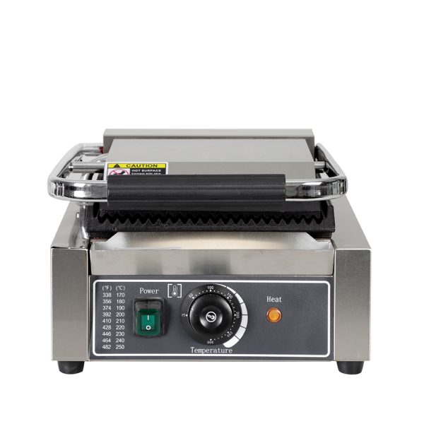 Professional Commercial Electric Sandwich Press Contact Panini Toaster Grill Maker Single Board Full Pit Panini Contact Grill