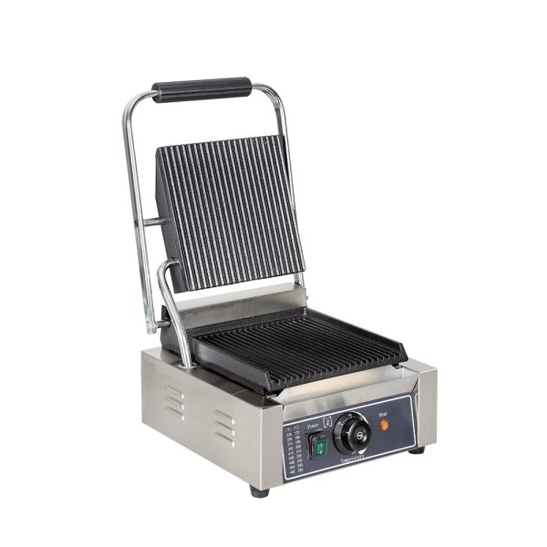 Professional Commercial Electric Sandwich Press Contact Panini Toaster Grill Maker Single Board Full Pit Panini Contact Grill