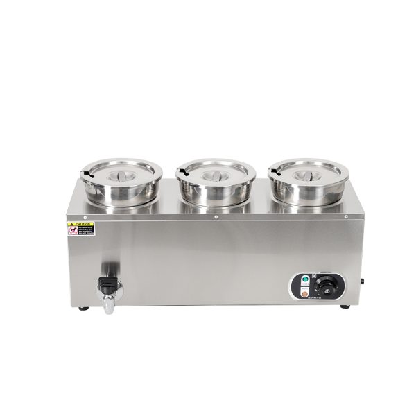 Commercial 4L Deep Electric Soup Warmer 3 Pots of Stainless Steel Bain Marie for Hotel Restaurant Catering Food Supplies