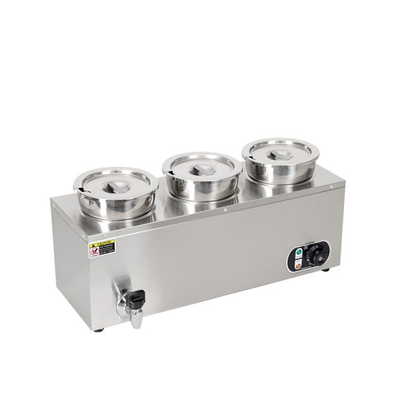 Commercial 4L Deep Electric Soup Warmer 3 Pots of Stainless Steel Bain Marie for Hotel Restaurant Catering Food Supplies