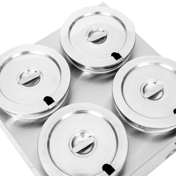 Commercial 4L Stainless Steel Electric Bain Marie Food Heater 1500W 4 Pots Chocolate Melting Furnace for Hotel & Restaurant Use