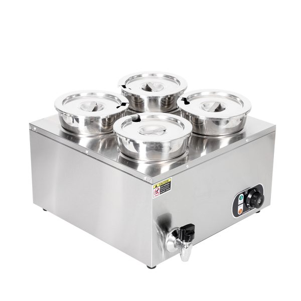 Commercial 4L Stainless Steel Electric Bain Marie Food Heater 1500W 4 Pots Chocolate Melting Furnace for Hotel & Restaurant Use