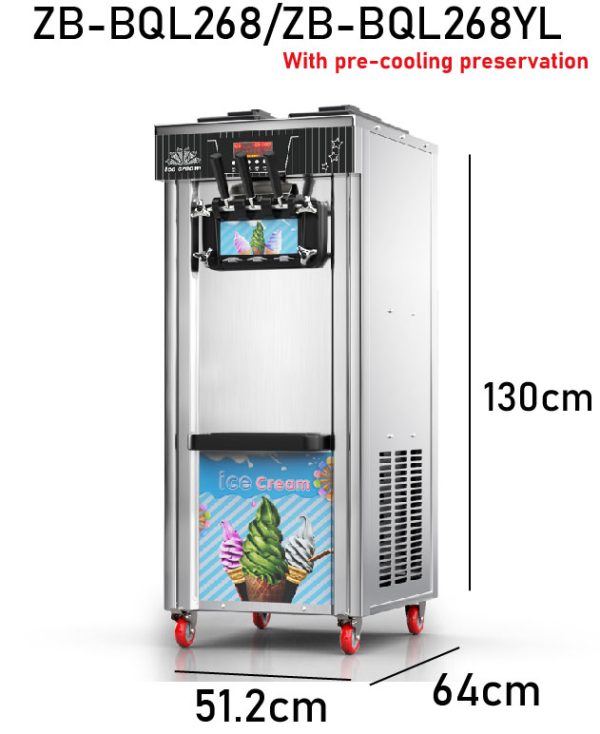 Wholesale Professional Electric Vertical Ice Cream Machine Automatic 3 Flavors for Household Use for Snack Bars and Push Carts