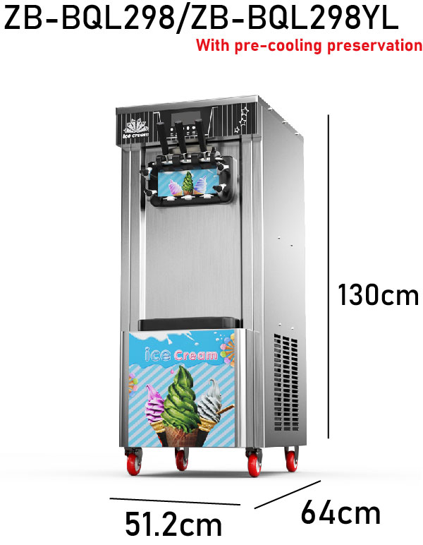 Wholesale Professional Electric Vertical Ice Cream Machine Automatic 3 Flavors for Household Use for Snack Bars and Push Carts