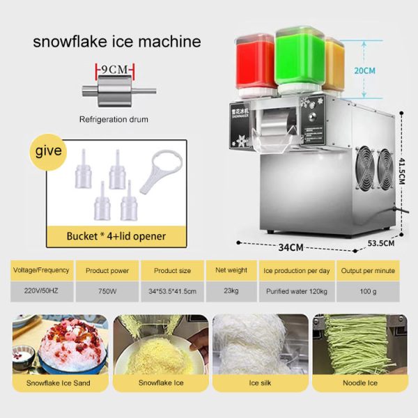 Commercial Full Automatic Korean Bingsu Machine 4 Flavors Milk Snow Ice Maker with Touch Screen Design for Home and Hotel Use