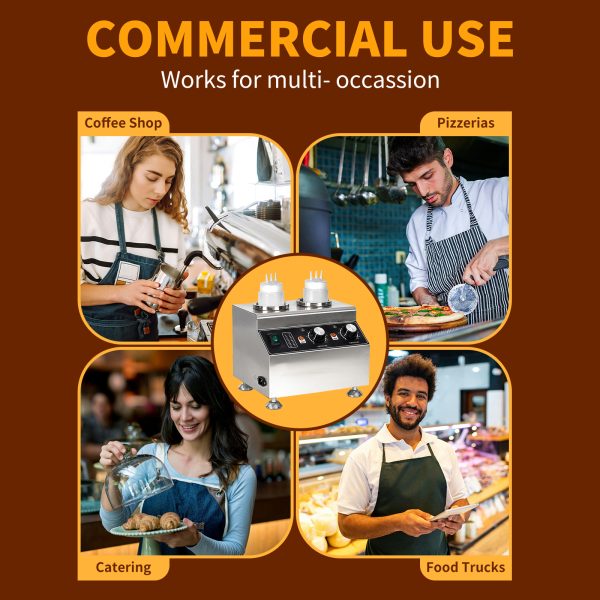 110/220V Commercial Nachos 2 Bottle Sauce Warmer and Electric Cheese Stainless Steel Dispenser Chocolate and Fruit Sauce Warmer