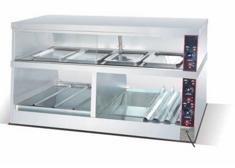 Commercial Right-Angle Electric Food Warmer Display Cabinet | Dual-Tier Heated Holding Station for Fast Food, Buffets & Corner Spaces, 2.7kW 220V (JDH-6P-A)