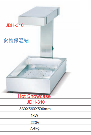 ：Commercial Hot Showcase | Overhead Food Warmer Station, 1kW 220V, Compact