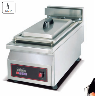 Commercial Single-Plate Fried Dumpling Machine | 3.2kW 220V Electric Potsticker Griddle, Stainless Steel Countertop Digital Fryer for Restaurant & Breakfast Shop (JEG-12)