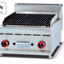 Commercial Countertop Gas Lava Rock Grill | 8.2kW Charbroiler for Steaks & Burgers, Customizable
