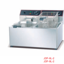 Commercial 6L+6L Ultra-Compact Countertop Dual-Tank Electric Deep Fryer with 2 Baskets | 2.5kW+2.5kW Power, 220V, Stainless Steel Fryer with Independent Controls for Fast Food, Fried Chicken & Small Kitchens (JDF-6L-2)