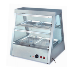 Commercial Double-Tier Electric Food Warmer Display Showcase | 4-Tray Heated Holding Cabinet for Fast Food, Snack Bars & Convenience Stores, 0.7kW 220V (JDH-2X2)