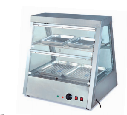 Commercial Double-Tier Electric Food Warmer Display Showcase | 4-Tray Heated Holding Cabinet for Fast Food, Snack Bars & Convenience Stores, 0.7kW 220V (JDH-2X2)