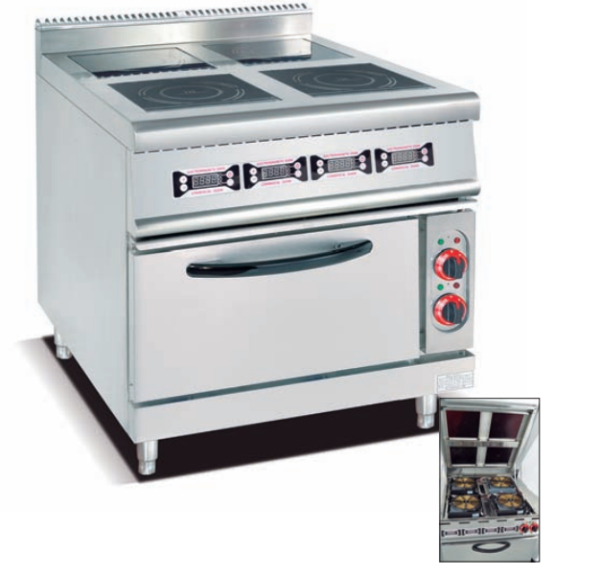 Commercial Freestanding 4-Burner Induction Cooker with Oven - Electric Induction Range for Restaurants, Customizable