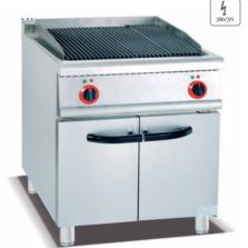 Commercial Electric Lava Rock Grill with Cabinet | 700/800mm Freestanding Charbroiler for Steakhouses, Customizable