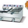 Commercial 13L+13L European-Style Dual-Tank Electric Deep Fryer with 2 Baskets | 4.5kW+4.5kW Power, 220V, Compact Stainless Steel Countertop Fryer with Independent Controls & Drain Taps for Fast Food, Fried Chicken & Small Kitchens (JDF-132V)