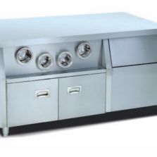 Commercial Stainless Steel Fast Food Center Island Station | Cup Dispenser Prep Workstation for Restaurant Beverage Stations (JWS-02)