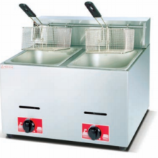 Commercial 6L+6L Gas Deep Fryer with 2 Baskets | 5.6kW Total Power, LPG Compatible, Stainless Steel 2-Tank Fryer for Fast Food, Fried Chicken & Small Kitchens (JGF-72)