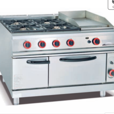 Commercial 4-Burner Gas Range with Griddle & Oven | All-in-One Cooking Station for Restaurants & Cafes, Customizable Fuel Type