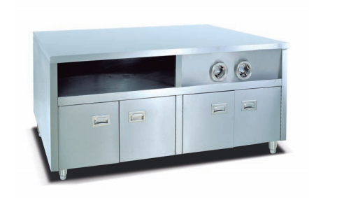 Commercial Stainless Steel Fast Food Center Island Station | Multi-Storage Prep Workstation for Restaurant Kitchens (JWS-12)